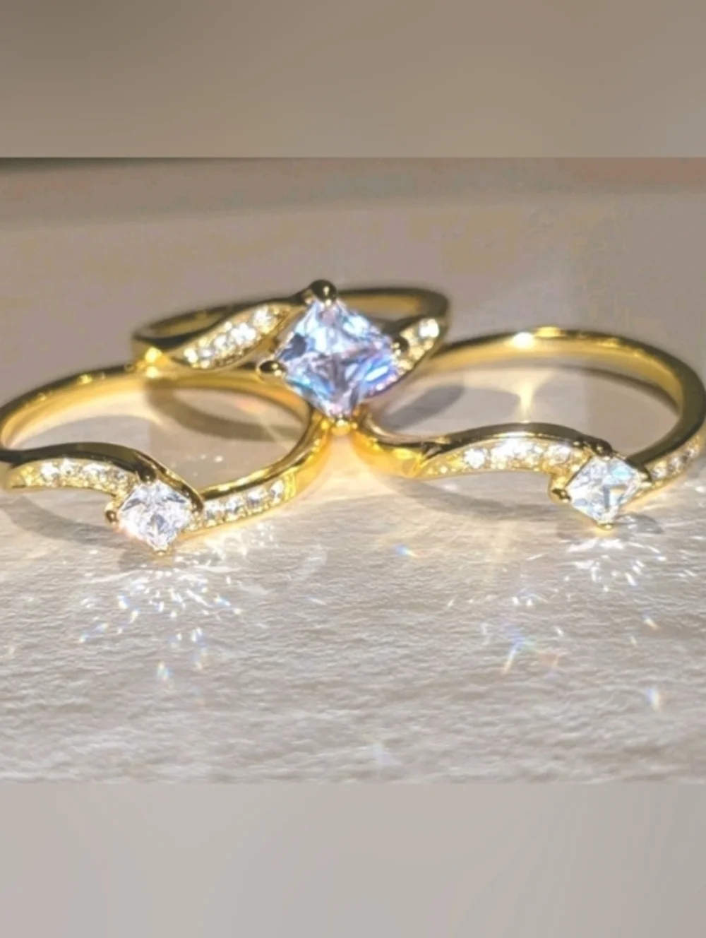 3ct Lab Created Diamond Engagement Bridal Ring Set 14k Yellow Gold Plated 10